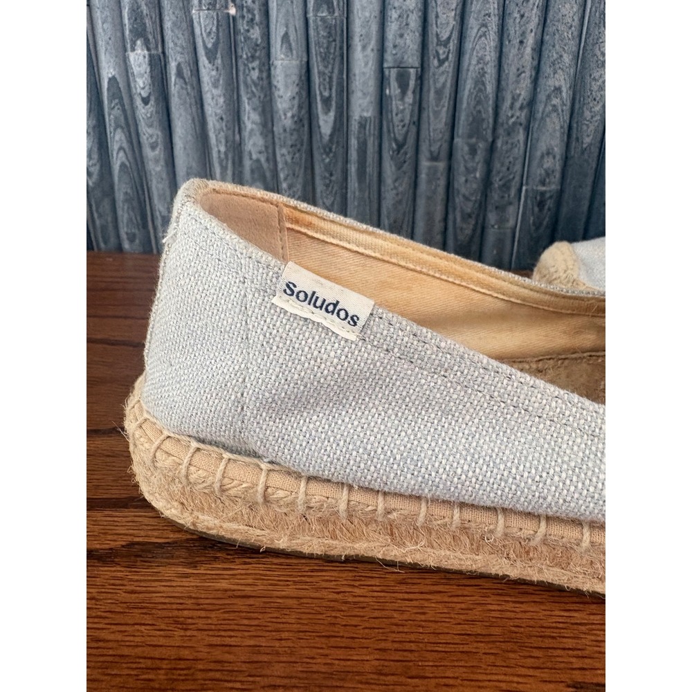 Soludos La Vie En Rose Grey Canvas Embroidered Espadrille Flats Womens 7.5 - Picture 3 of 6